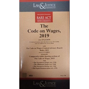 Law & Justice Publishing Co's The Code on Wages, 2019 Bare Act 2024